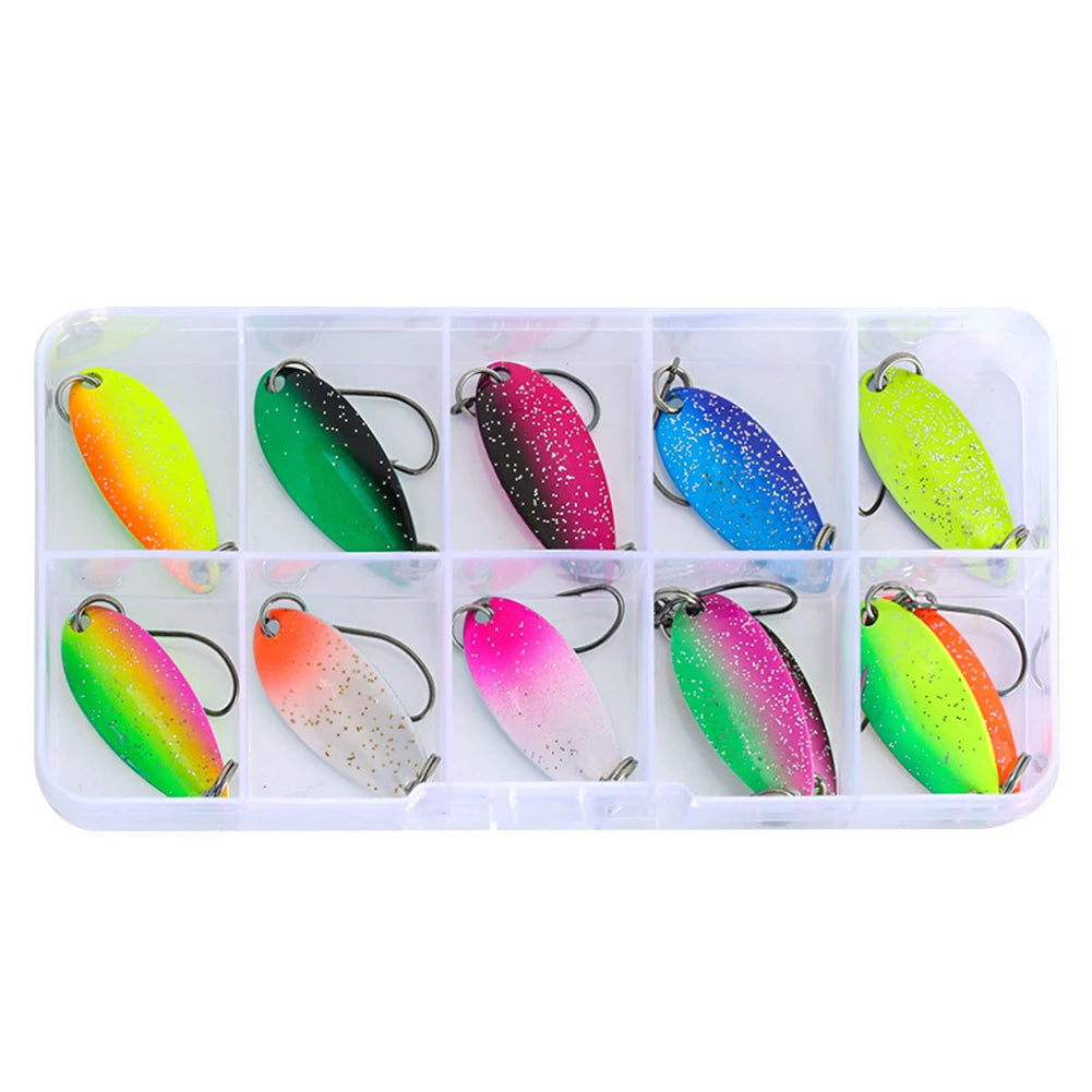 12-Pc Trout Spinner Lure Set – Metal Sequin Hard Bait & Hook Fishing Spinner Lure Oasis Select