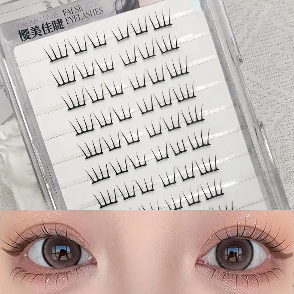 Self-Adhesive Cluster False Eyelashes – No Glue Wispy Korean