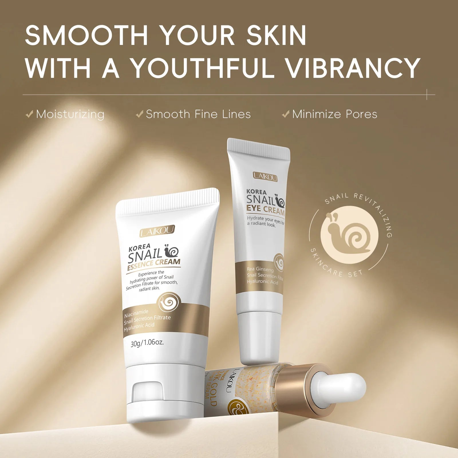 Snail Revitalizing Skincare Set – Face Cream, Serum & Eye Cream