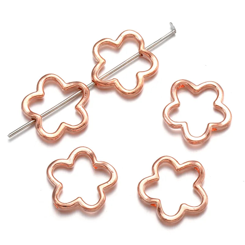 50pcs Flower Star Bead Frames Spacer Beads Double Hole Hollow Connector Link Charms for Jewelry Bracelet Necklace Earring Making Oasis Select Rose gold 15x15mm