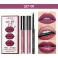 QIBEST 3-in-1 Matte Lipstick, Lip Liner & Gloss Set