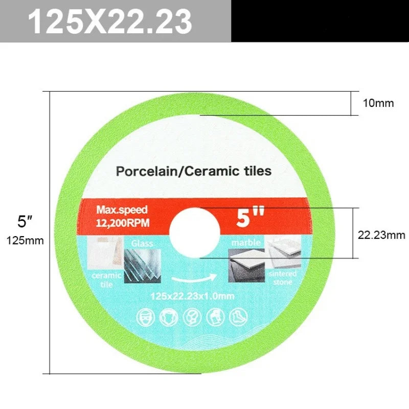 1Pcs 100 115 125mm Glass Cutting Disc Diamond Marble Saw Jade Crystal Wine Bottles Grinding Cutting Grinding Disc Tool Wholesale Oasis Select 125mm