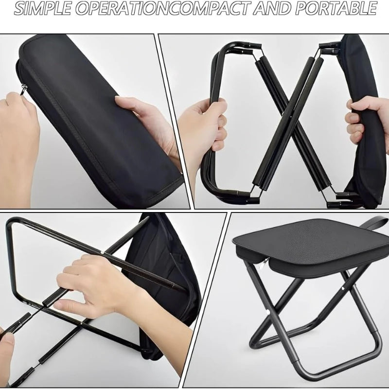 Easy-Store, Versatile Folding Stool & Chair Combo - Lightweight, Portable Design for Camping, Hiking, BBQs - Durable Oxford Clot