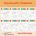 A Set of Art Tools, Including 8 Pieces of Art Paper, 8 Brushes,and 6 Colors of Paint,Suitable for Students and DIY Handmade Sets Oasis Select Cartoon