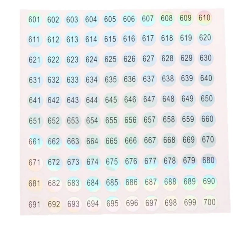 Waterproof Laser Number Stickers 1–1000 | Nail Polish Labels