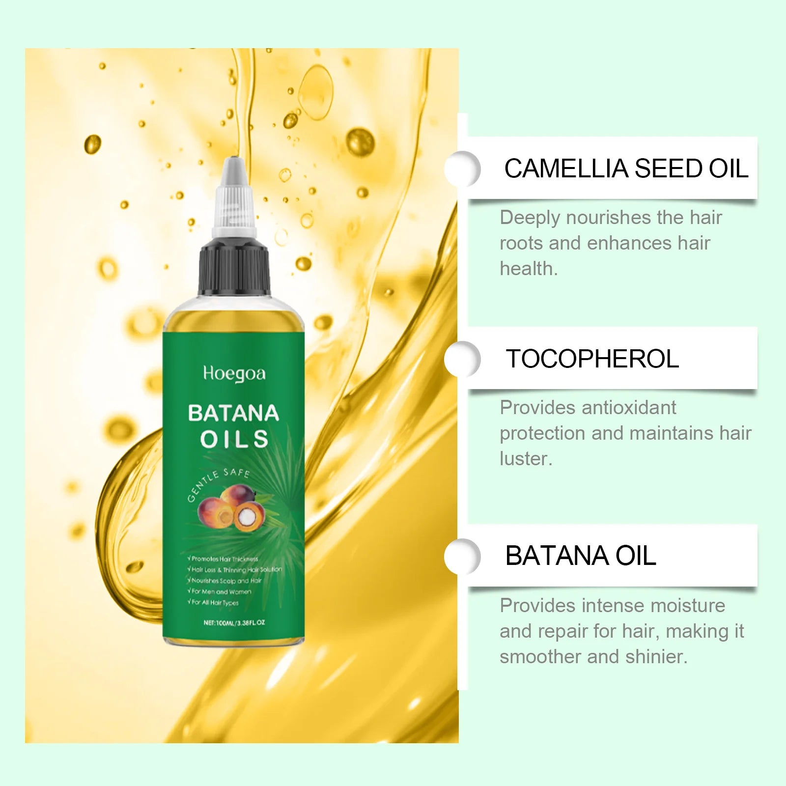Batana Hair Strengthening Oil Deep Nourishing Smooth Repair Frizzy Damage Hair Anti Break Loss Promote Growth For All Hair Types Oasis Select