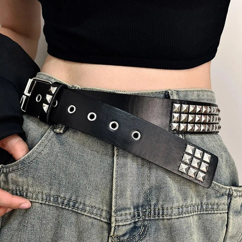 Women's Gothic Punk Studded PU Belt – Rivet Waist Cincher Fashion Belt Oasis Select