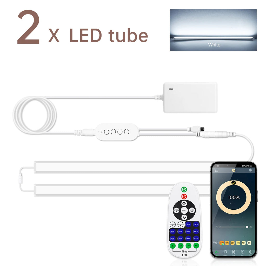 1-6PCS LED Bar Light Efficient Heat Dimmable RF Remote/Bluetooth Control 12V 30CM/40CM/50CM Night Lihgt for Kitchen Living Room Oasis Select 30CM Length 2x Light Bar White