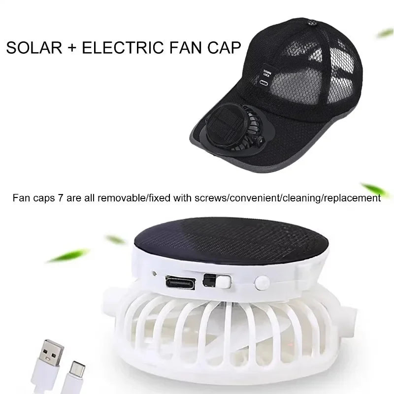 Solar Powered Cap with Fan Summer Breathable Mesh Sun Protection Outdoor Baseball Hat for Men USB Rechargeable Cooling Headwear Oasis Select