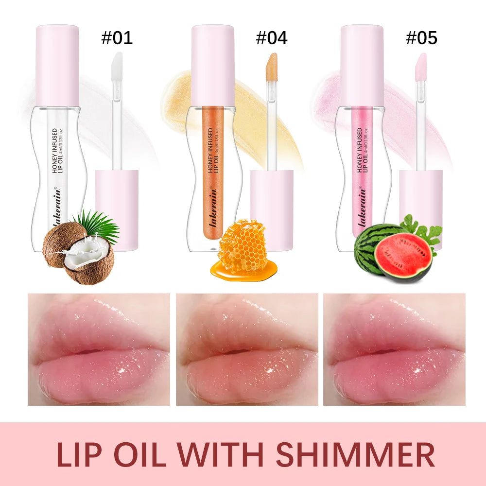 Crystal Fruit Honey Essence Lip Oil Sexy Plump Lip Jelly Strawberry Tinted Lip Liquid Waterproof Moisturize Oil Lipgloss Makeup Oasis Select