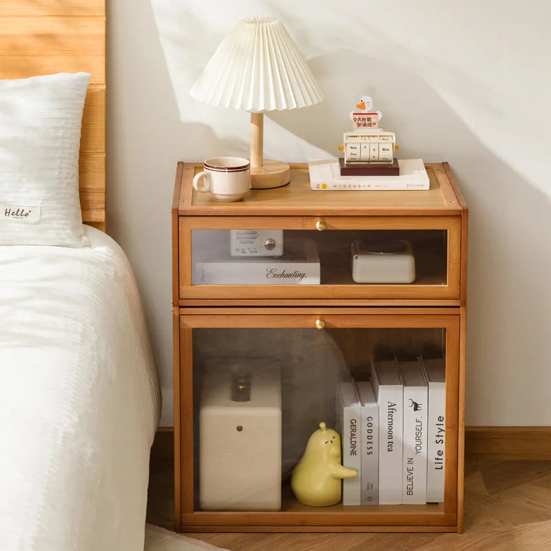 Solid wood bedside table simple retro locker small simple bedroom home 2025 new bedside shelf cabinet Oasis Select