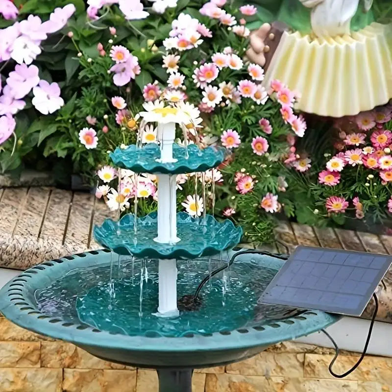 Solar Bird Bath Water Fountain Detachable DIY Water Landscaping Fountain For Bird Bathing Garden Decoration, Outdoor Bird Feeder Oasis Select blackish green