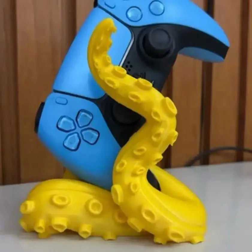 3D Printed Octopus Game Controller Stand Suitable for PS5 Controllers Desktop Stand Holiday Gift Home Decor Statue Ornament Oasis Select Yellow