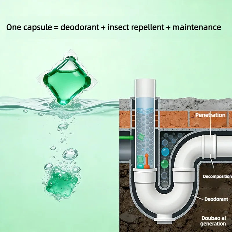Odor Removal Sewer Cleaner Scented Gel Airs Freshener For Sinks Drains Gel Water Film Soluble In Water For Kitchen For Bathroom Oasis Select
