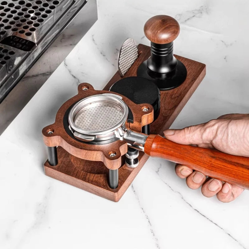 Premium Wood Coffee Tamper Mat Station Stand Portafilter Holder Filter Screen Holder Espresso Tamping Storage Rack 51/53/58mm Oasis Select