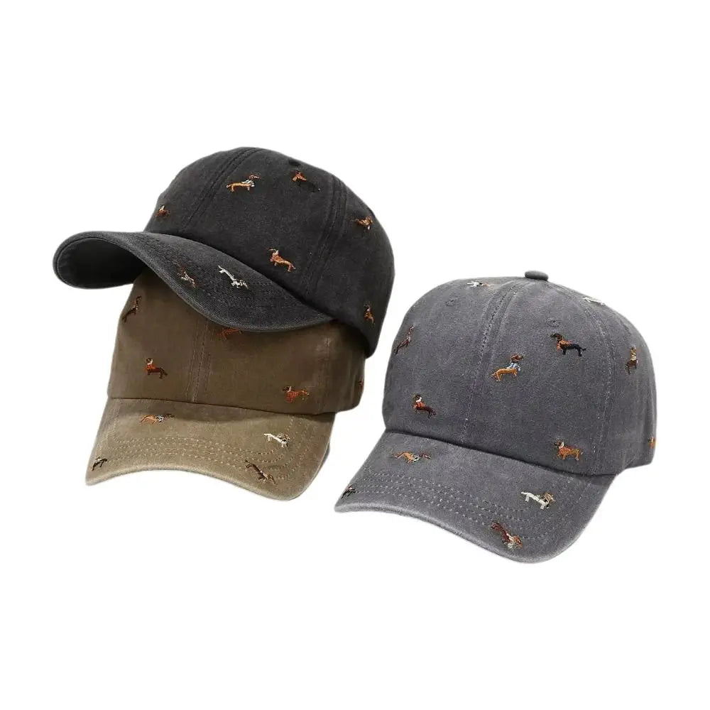 Fashion Embroidery Puppy Baseball Cap UV Protection Versatile Sun Hat Breathable Bonnet for Spring Summer Oasis Select