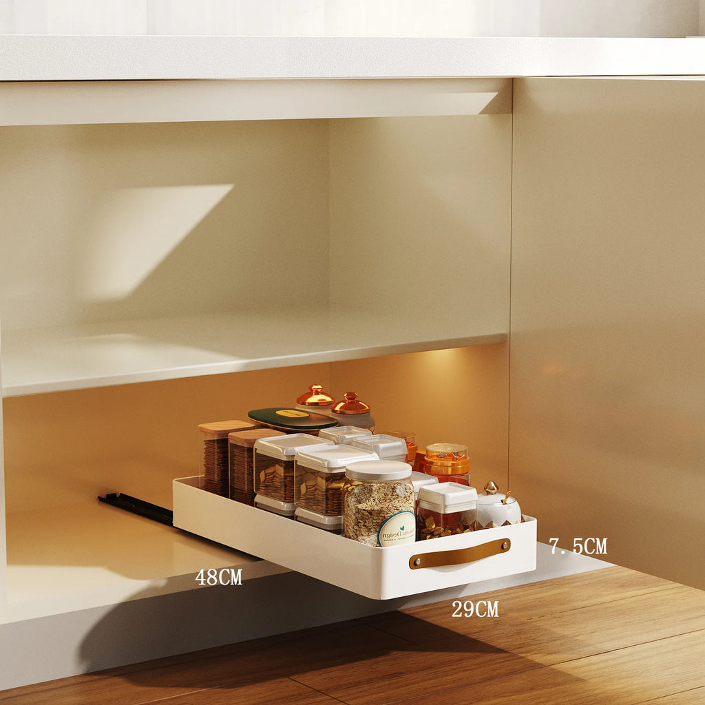 Multi-functional Stainless steel pull-out dish rack, drawer basket in kitchen cabinet Oasis Select White29-48