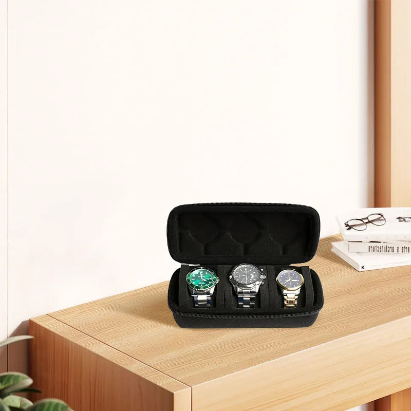 Travel Case for Watch with 3 Slots Rigid High-Quality Watch Storage Organizer Protective Box for Jewelry And Accessories Oasis Select