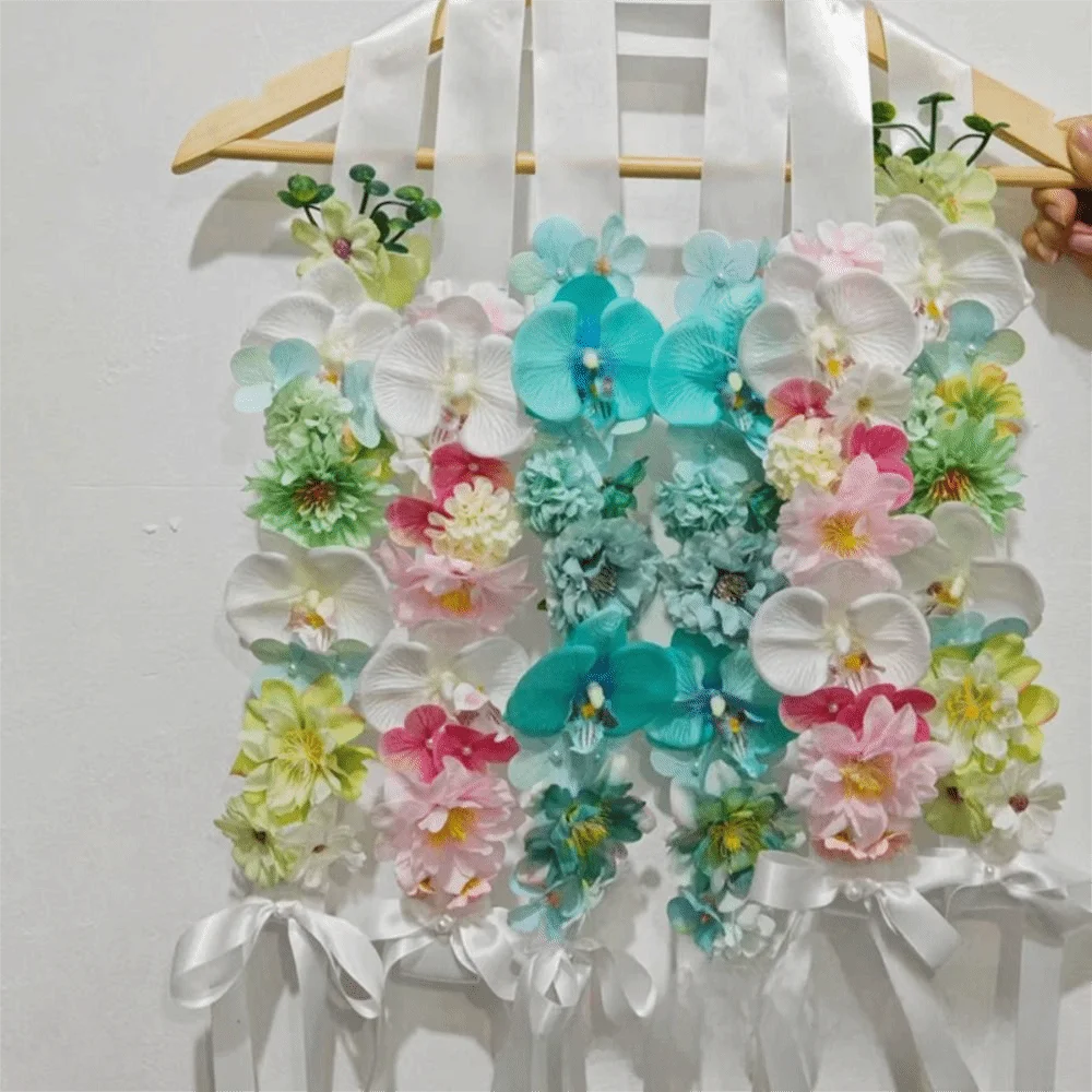 Floral Decorative Satin Flower Shawl Elegant Ornament Mixed Blooms Artificial Flowers Sash Reusable Multi-functional Oasis Select