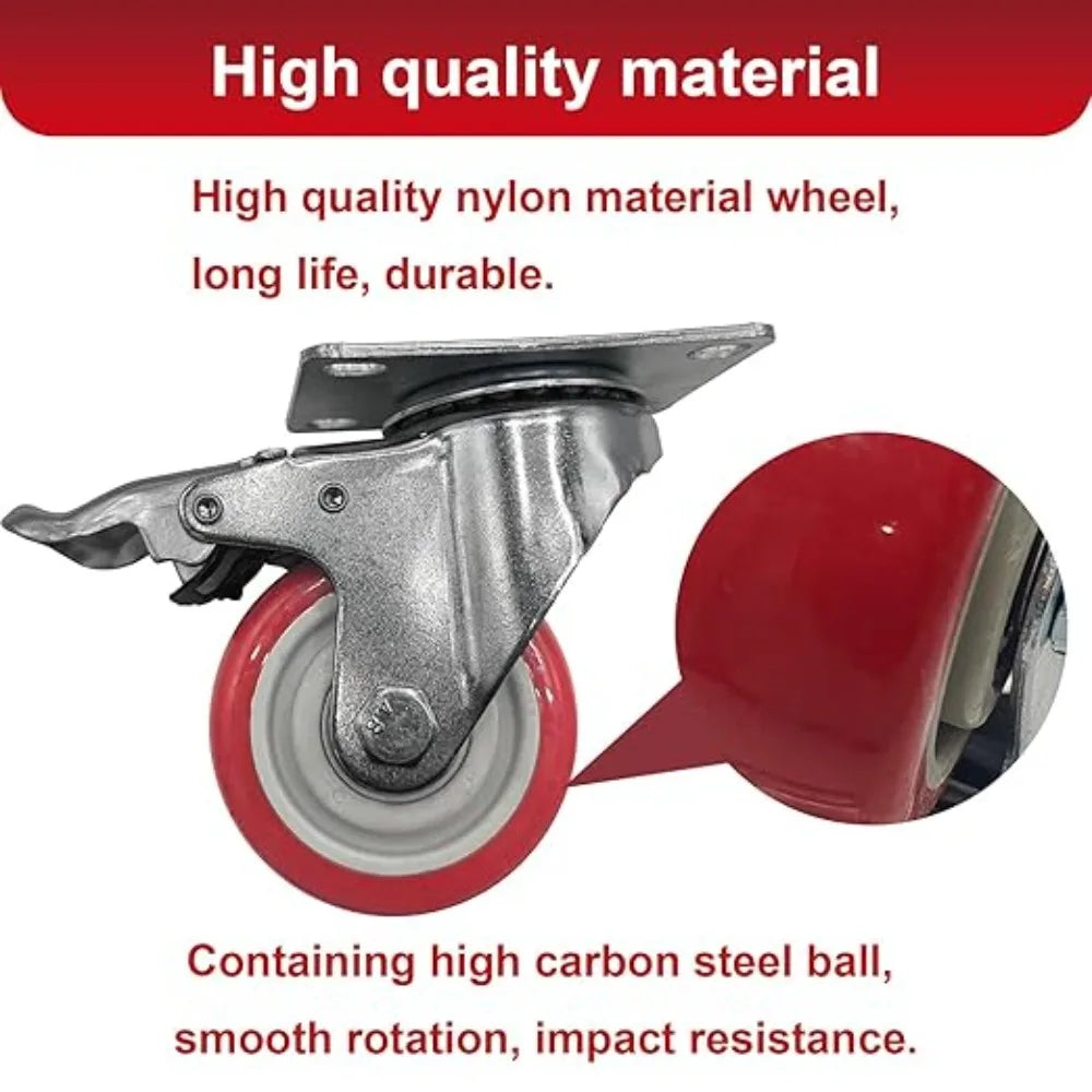 4Pcs 4 inch Caster Wheel Heavy Universal 360° Swivel Silent Brake Wheels Caster Furniture Wear Platform Trolley Household Oasis Select