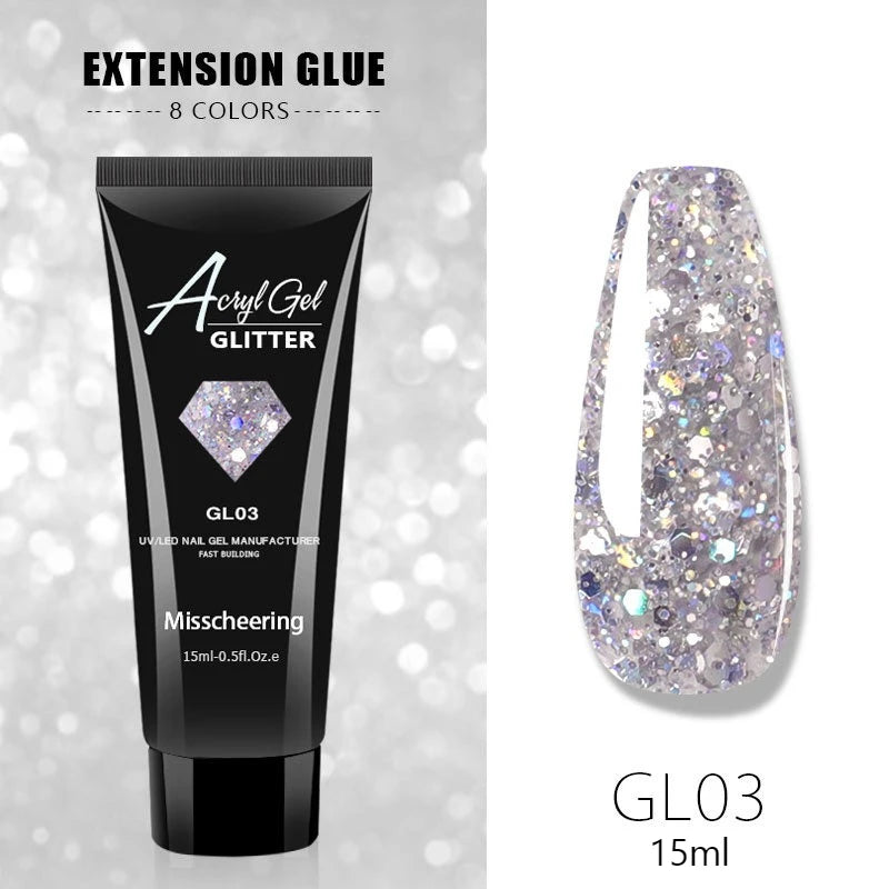 30ml/15ml Nail Extension Gel Nail Build Poly Nail Acrylic Gel UV LED Quick Extension of Crystal Model Painless Crystal Glue Oasis Select GL03