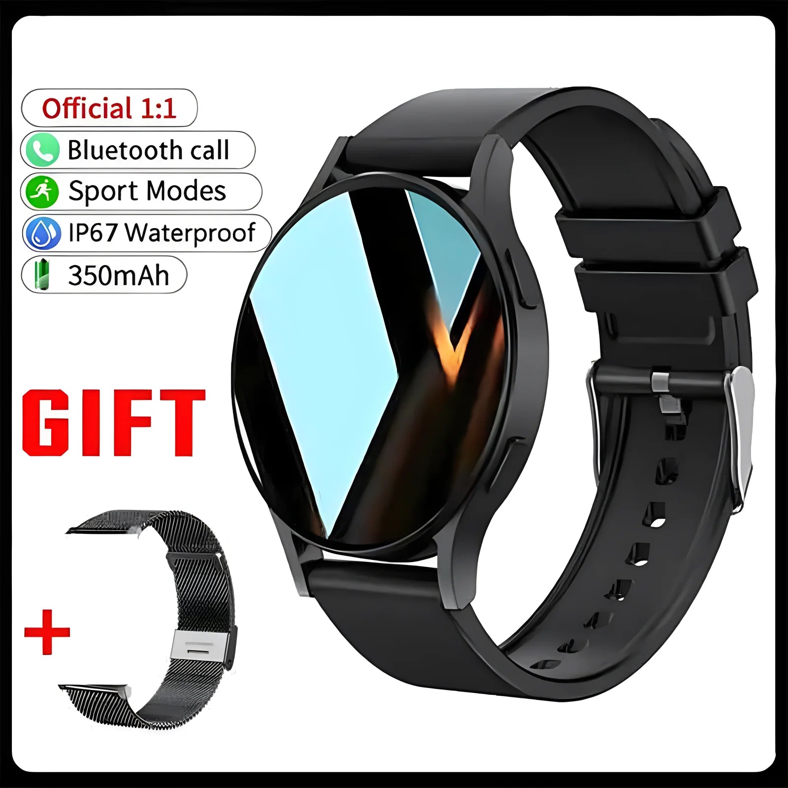 Bluetooth Call Smart Watch Pro 1.39-Inch Custom Dials Music Sports Men Women Watch 6 Health Monitor Smartwatch For Android IOS Oasis Select Bk22Milan