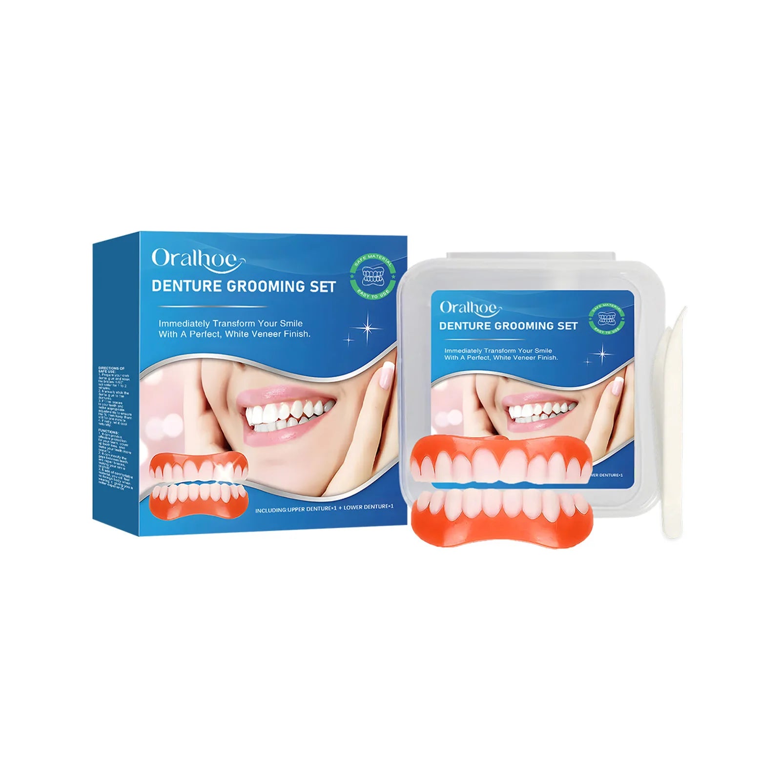 Oralhoe Silicone Snap-On Denture Kit – Upper & Lower Soft Fit Snap-On Denture Kit Oasis Select 1set boxed