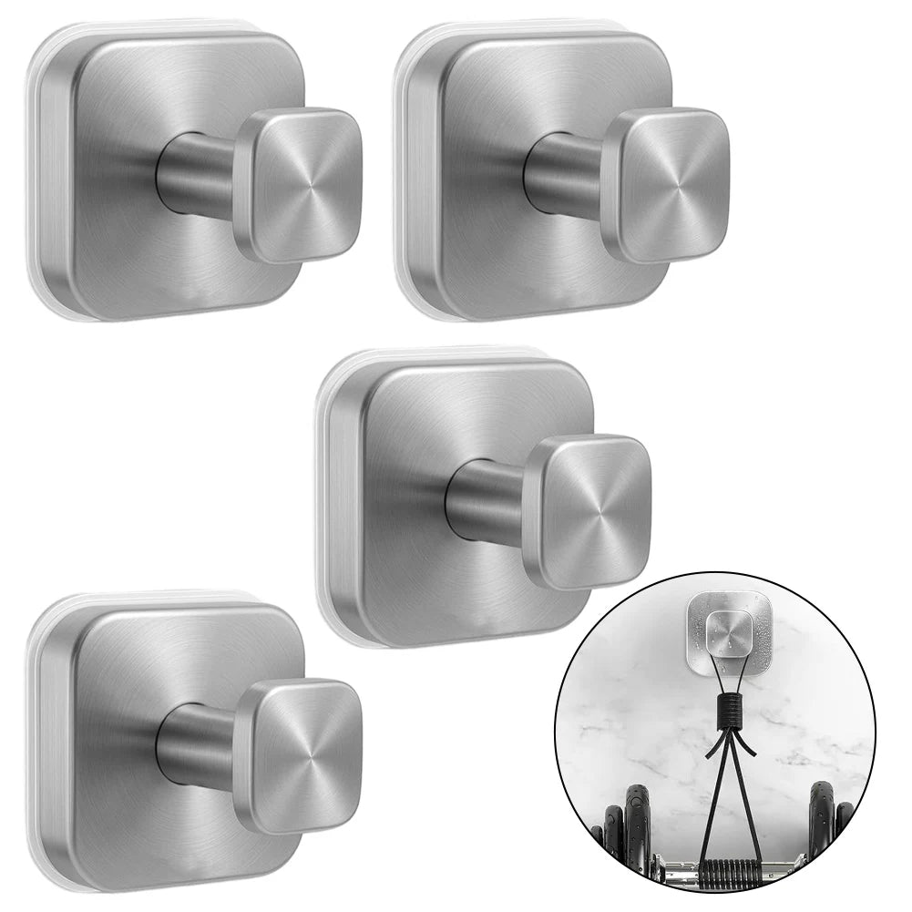 4pcs Suction Cup Hooks Stainless Steel 6x6cm Strong Cohesive Hook For Reliably Supporting Hanging Towels, Bathrobes Oasis Select