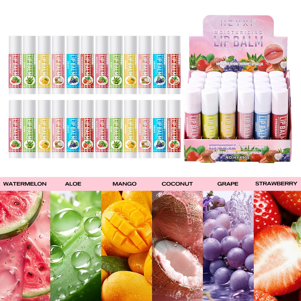 HEYXI 24-Piece Fruit Flavor Moisturizing Lip Balm Set Lip Balm Set Oasis Select 24pcs