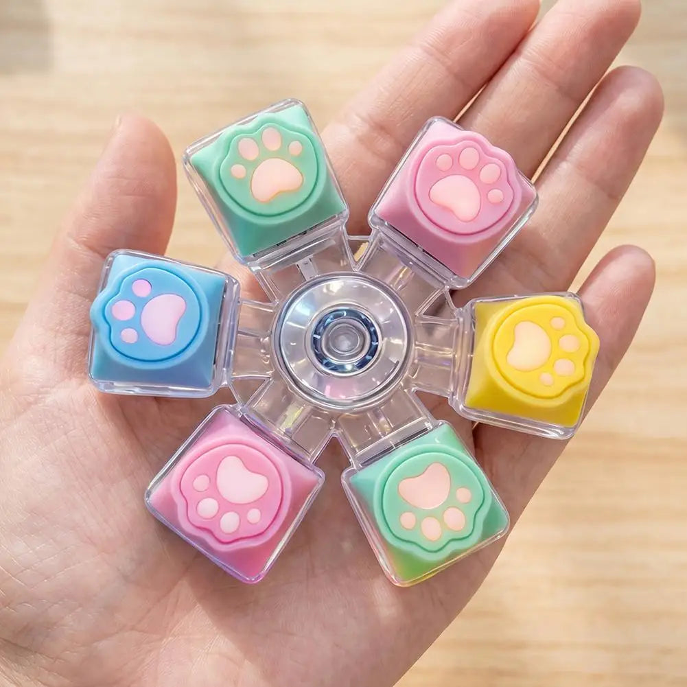 LED Cat Paw Fidget Spinner Clicker – Light-Up Keychain Toy