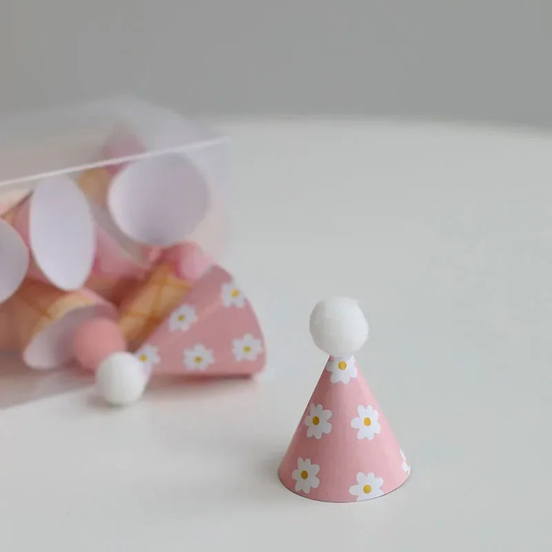 15Pcs/SET Mini Birthday Hat Cake Toppers DIY Cake Decoration Kids Birthday Cake Top Flages Baby Shower Cupcake Toppers Oasis Select PKH