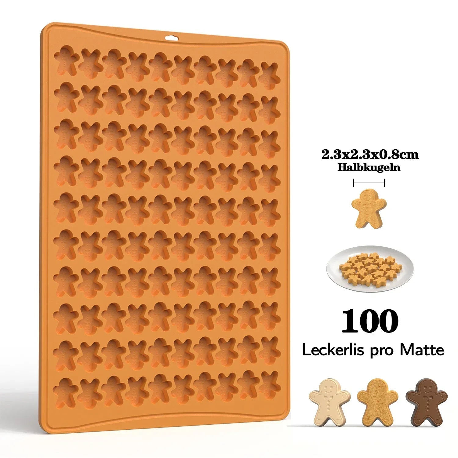100 Hole Chocolate Mold Halloween Christmas Silicone Baking Biscuit Mold Mini Pet Dog Snack Biscuit DIY Gingerbread Man Oasis Select Gingerbread Man
