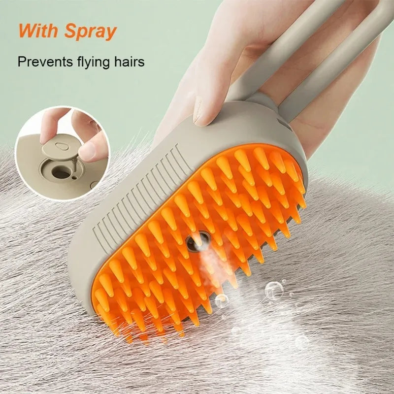 3 in 1 Pet Electric Steam Brush Cat and Dog Cleaning Spray Massage Grooming Comb Retractable Handle Pet Hair Removal BeautyBrush Oasis Select
