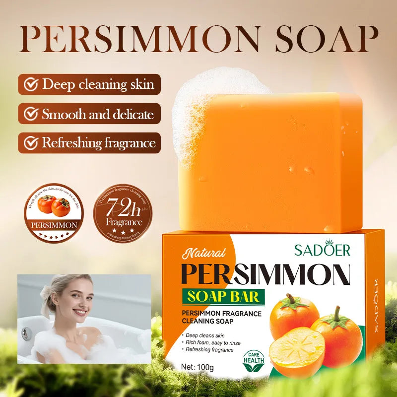 SADOER Persimmon Cleansing Soap 100g | Glycerin Deep Clean Bar Cleansing Soap Bar Oasis Select
