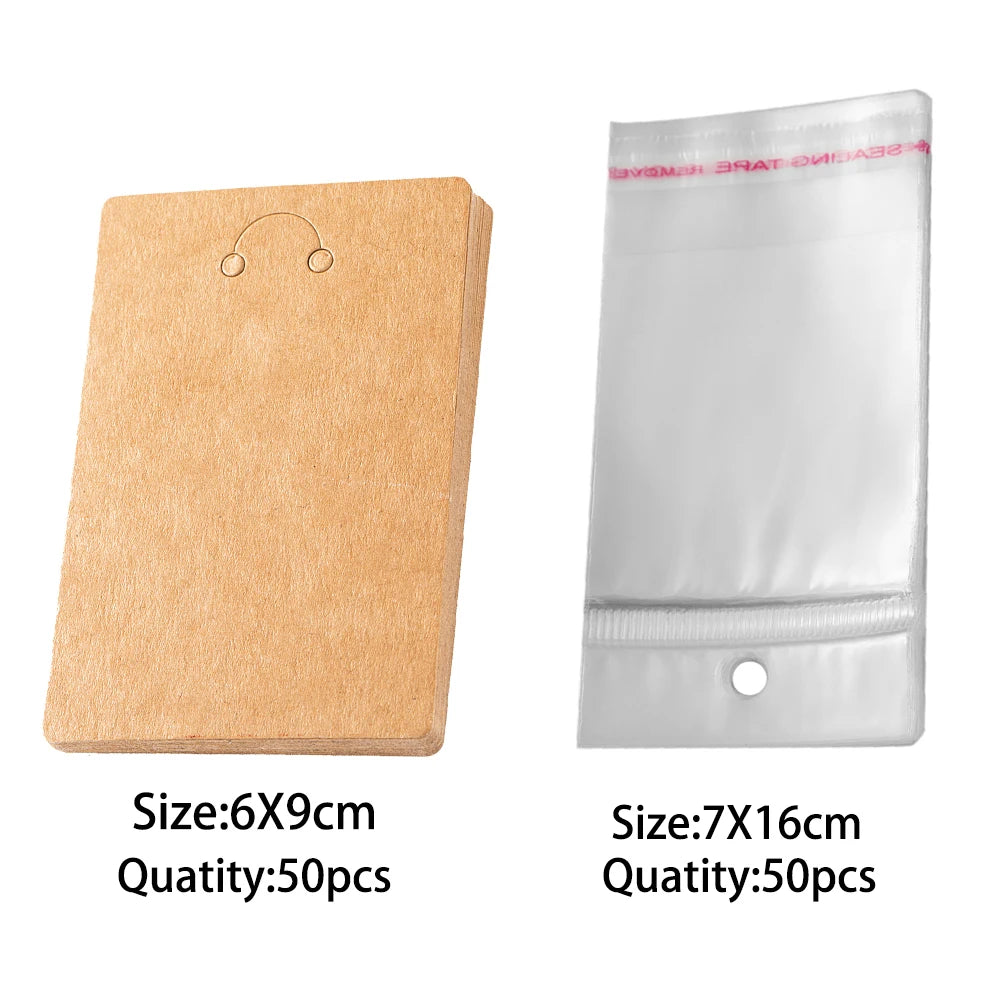 100pcs 6x9cm Keychain Display Card Packaging with Self-Sealing Bags For Bracelet Jewelry Wrapper Display Small Business Supplies Oasis Select Brown2