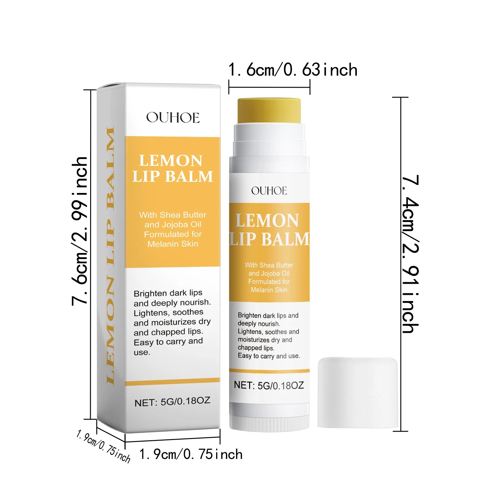 5G Lemon Lip Balm Deep Moisturizing Nourishing Anti-chapping Improve Dryness Brightening Dark Lip Protective Lip Care Balm Oasis Select