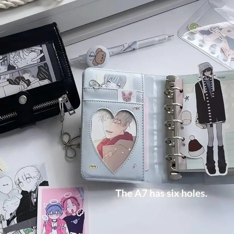 Multi-functional PU Leather Photo Card Storage Book Loose-Leaf Design Durable Organizer for K- Idol Fans Daily Use Oasis Select