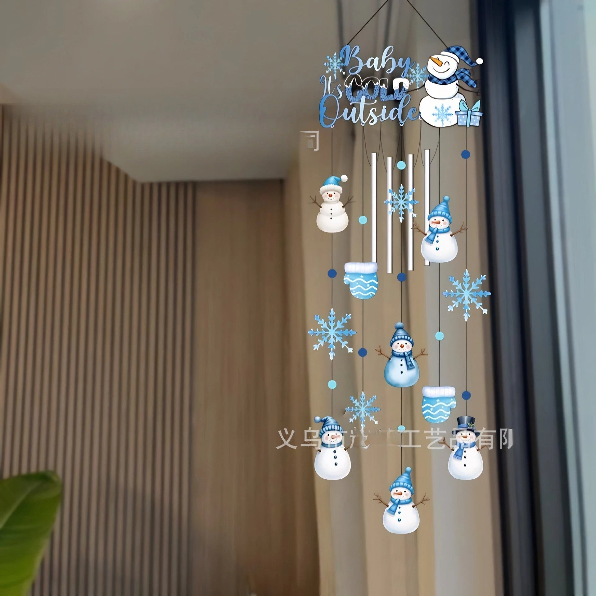 Christmas Decorative Snowman Wind Chime Double-sided Color Printed Handicraft Decorative Outdoor Display Oasis Select