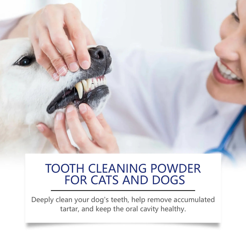 Pet Teeth Cleaning Powder for Dog and Cat Teeth Cleansing Remove Tartar Odor Reduce Bad Breath Keep Fresh Pet Dental Care 40g Oasis Select