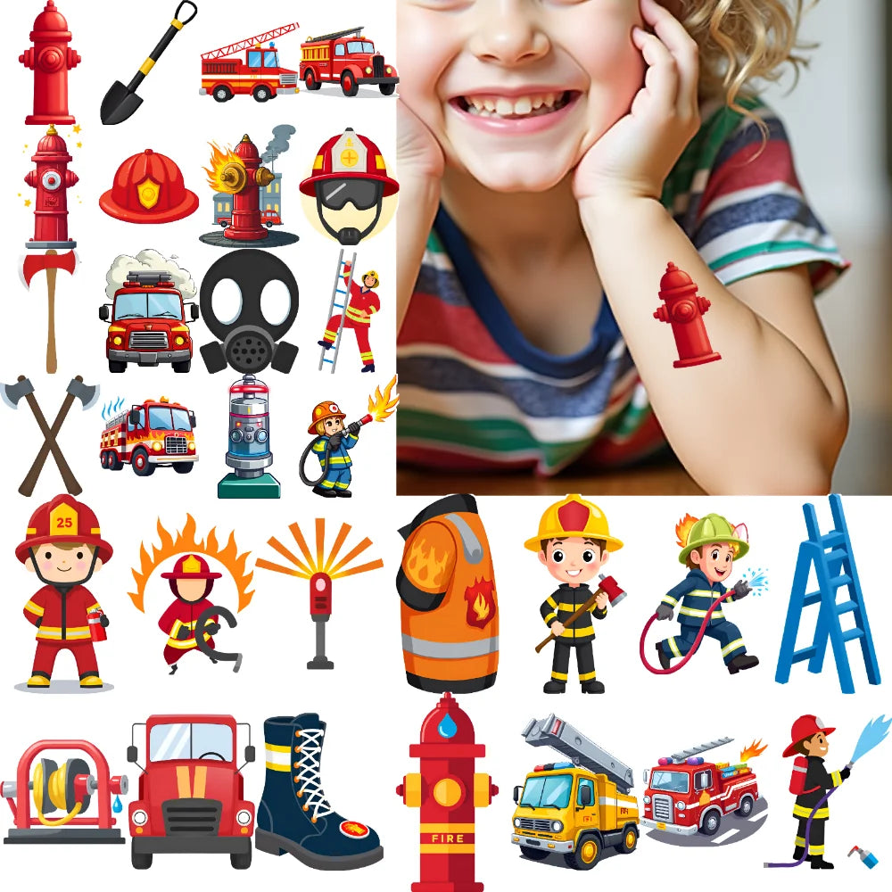54pcs Firefighter Temporary Tattoos – Waterproof Body Stickers