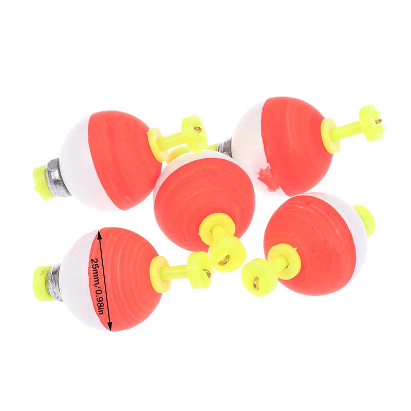 5Pcs Snap-On Ball Fishing Bobber Floats Weighted Bobbers EVA Foam Corks For Crappie Bluegill Panfish Catfish Oasis Select D2