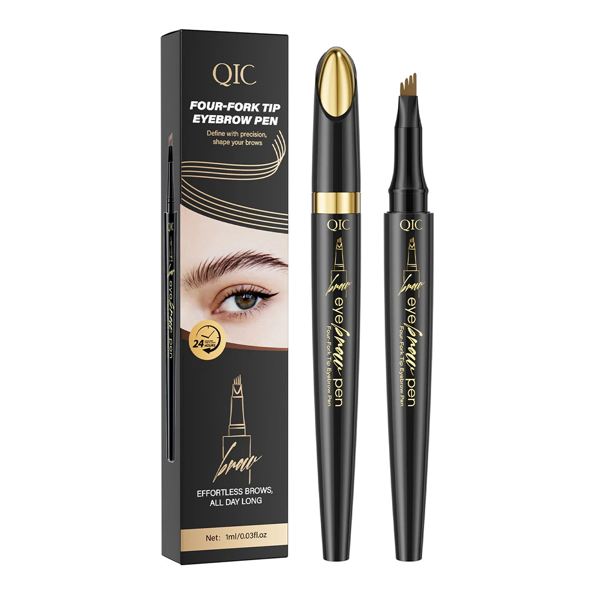 QIC 4D Micro-Textured Eyebrow Pen – Waterproof, Smudge-Proof