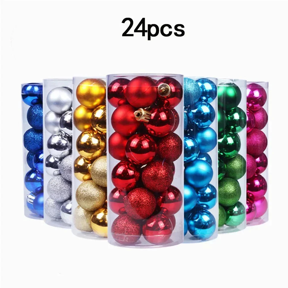 3cm Christmas Tree 24pcs Ball Baubles Plastic Props Xmas Birthday Decorations Glitter Hanging Holiday Matte Ornaments Wedding Oasis Select