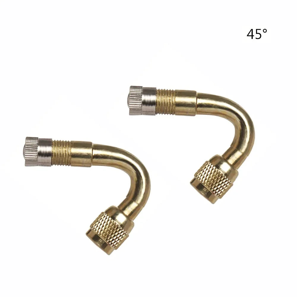2 Pcs Motorcycle 45 90 135 Degree Angle Bent Valve Adaptor Tyre Tube Valve Extension Adapter for Truck Car Moto Bike Oasis Select Gold-45 2pcs