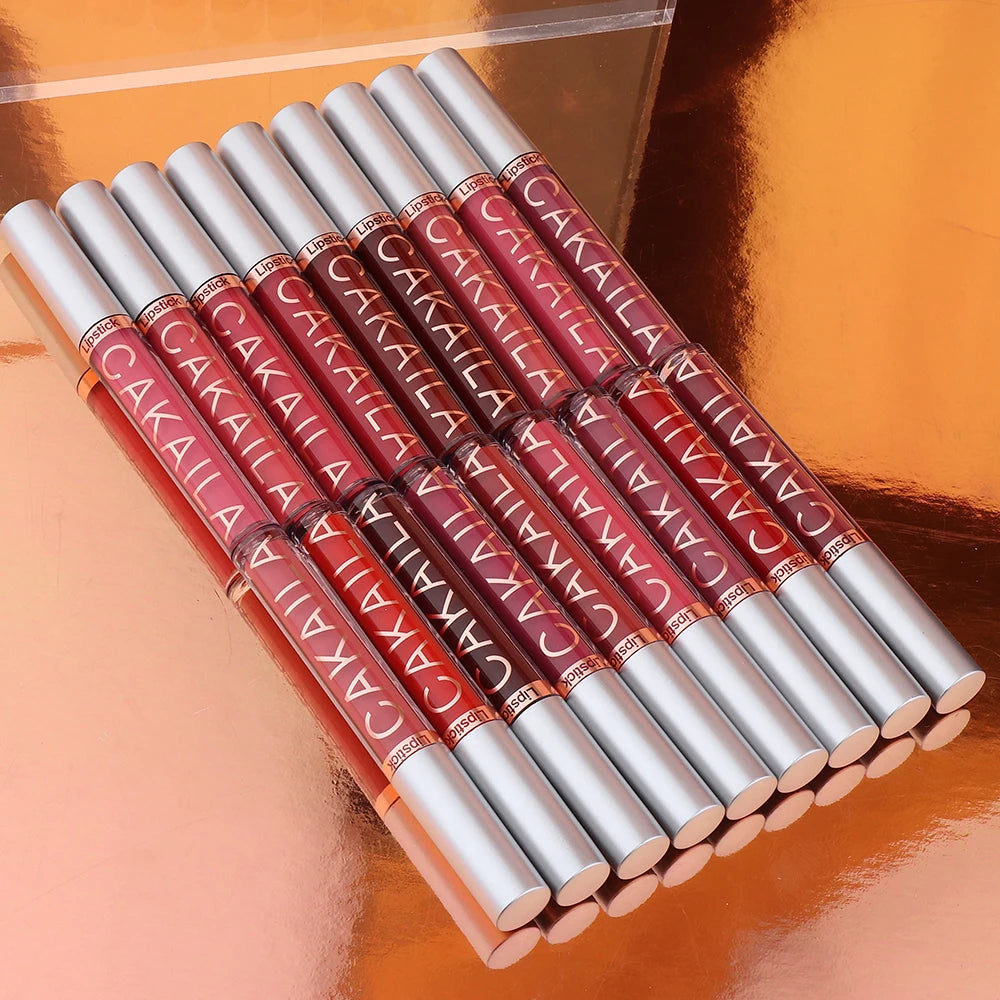 1 Pcs Waterproof Lip Gloss Lipstick Set - Nude, Dark Brown & Matte Red Shades, Long-Lasting 24-Hour Wear, Suitable for All Skin Oasis Select