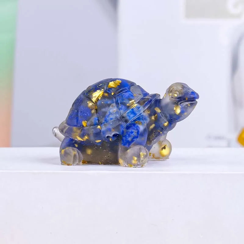 Turtle Natural Crushed Stone Decorative Ornament Crystal Raw Stone Animal Resin Drip Glue Craft Creative Jewelry Accessories Oasis Select 7