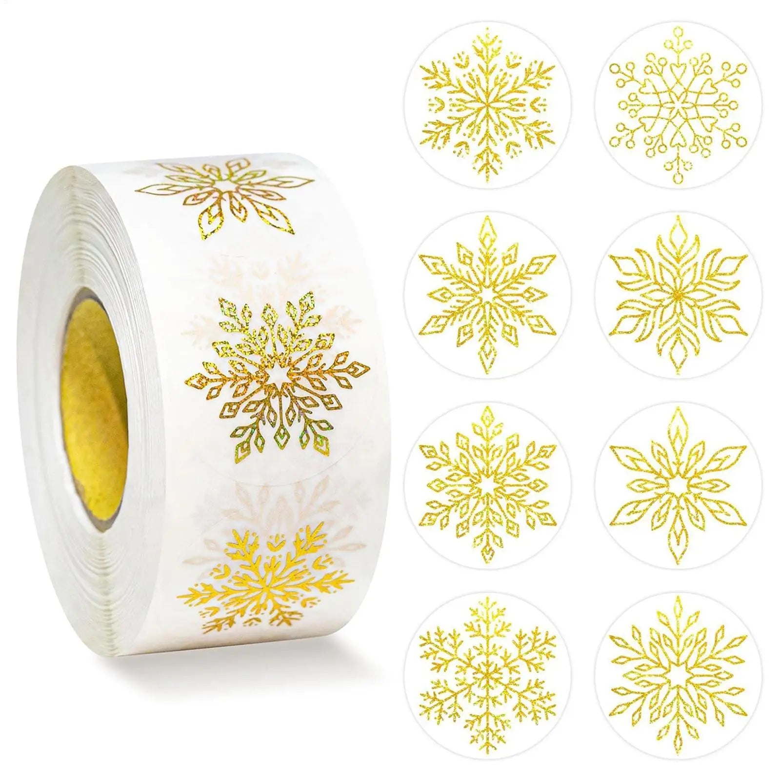 500Pcs snowflakes Stickers Glitter Round Tags Stickers for kids Gift Baking Package Envelope Decor Stationery Labels Decal Oasis Select