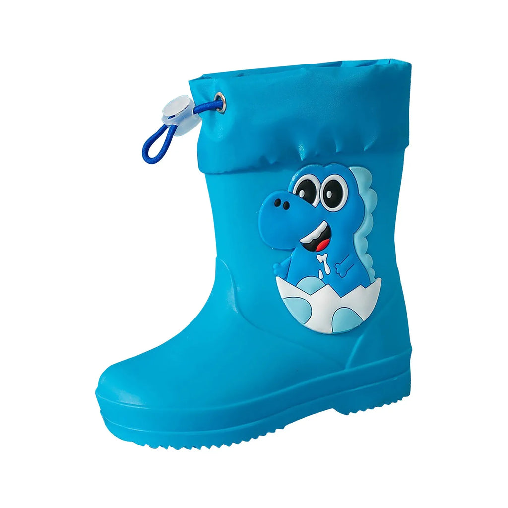 Kids Girl Boy Rain Boots Waterproof Toddler Rainboots Children's Shoes Rubber Boots Kids Baby Cartoon Dinosaur Water Shoes Boots Oasis Select Blue 22