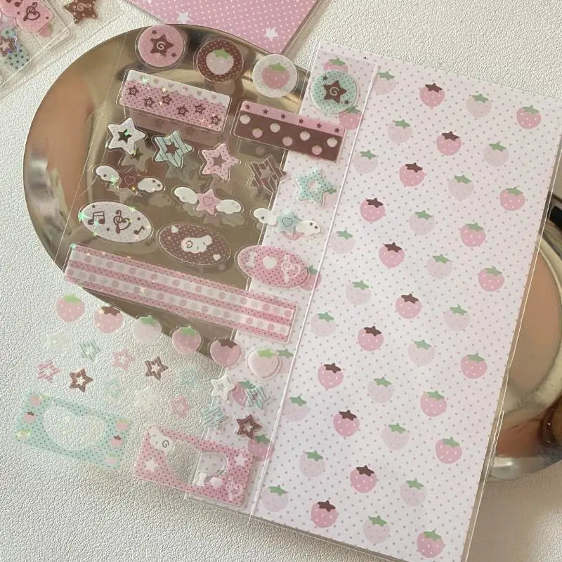 Musical Note & Strawberry Glitter Stickers | Cute DIY Decoration