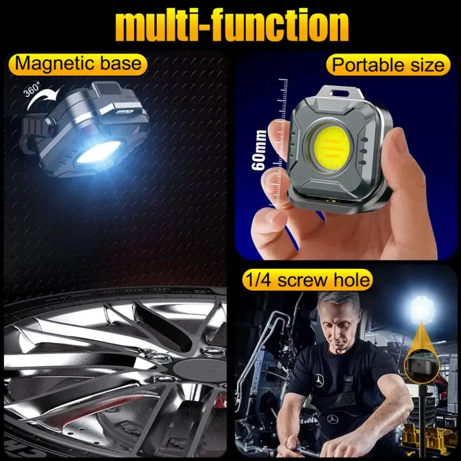 Portable COB LED Work Light Portable Flashlight USB Rechargeable Work Lamp Torch Mini Keychain Flashlights Camping Lights Oasis Select